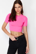 Trendyol Pink Short Sleeve Crew Neck Flexible Knitted Blouse