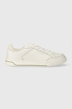 Kožené sneakers boty Calvin Klein LOW TOP LACE UP LTH bílá barva, HM0HM01455