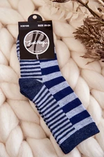 Children's classic socks with stripes and stripes of dark blue