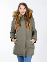 Women's reversible winter parka GLANO - light green/black