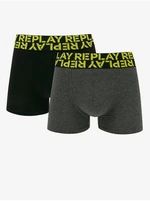 Set of two men's boxers in black and dark grey Replay - Men