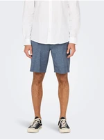 Blue Men's Shorts with Linen ONLY & SONS Mark - Men