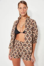 Trendyol Floral Pattern Woven 100% Cotton Shirt Shorts Set