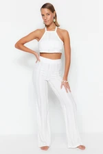 Trendyol Ecru Knitted Lace Blouse Pants Suit