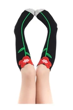 Mushi Poppy Girls' Floral Knee-length Socks Black