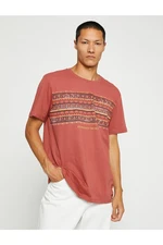 Koton Basic T-Shirt. Crew Neck Ethnic Printed Short Sleeved.