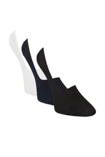 ALTINYILDIZ CLASSICS Men's Black-dark blue-white Anti-Slip Heel Silicone 3-Piece Ballerina Socks