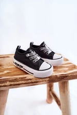 Kids Leather Sneakers BIG STAR KK374041 Black and White