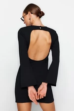 Trendyol Black Backless Bodycone/Fitting Spanish Sleeve Mini Stretchy Knitted Pencil Dress