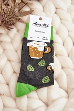 Men's Patterned Socks Beer Grey and Green