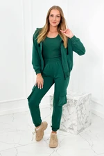 Set 3in1 sweatshirt + top + pants green