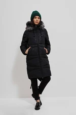 Long quilted hooded jacket