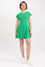 DEFACTO Crew Neck Camisole Raglan Sleeves Mini Short Sleeve Knitted Dress