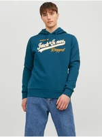 Blue Mens Hoodie Jack & Jones Logo - Men