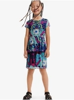 Pink-turquoise girly patterned dress Desigual Caleido - Girls