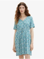 Cream-Blue Ladies Patterned Dress Tom Tailor - Women