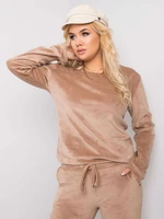 Plus size beige velour set