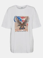 White loose T-shirt with print Noisy May Ida - Women