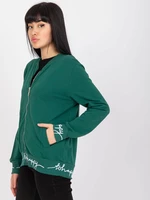 Women's dark green cotton sweatshirt type bomber