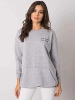 RUE PARIS Grey melange kangaroo hoodie