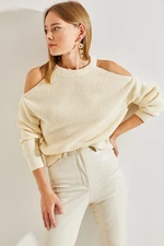 Bianco Lucci Women's Open-Shoulder Knitwear Sweater