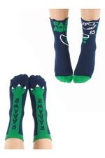 Denokids Crib Dinosaur Boys' Navy Blue Green Crewneck Socks 2 Pairs Set