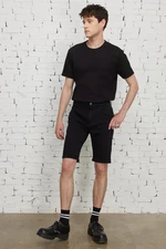 AC&Co / Altınyıldız Classics Men's Black Slim Fit Slim Fit Cotton Flexible Denim Shorts.