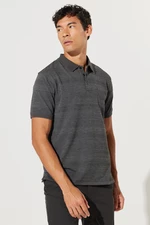 AC&Co / Altınyıldız Classics Men's Black-Grey Comfort Fit Wide Cut Polo Neck Patterned Short Sleeved T-Shirt.
