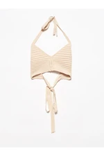 Dilvin 1011 Lace-up Back Tricot Bustier-beige