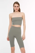 Trendyol Khaki Seamless/Seamless Crop and Biker/Cycling Sports Bottom-Top Team