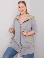Grey women's sweatshirt of a larger size with zip closure