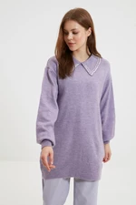 Trendyol Lilac Baby Neck Pearl Soft Knitwear Sweater