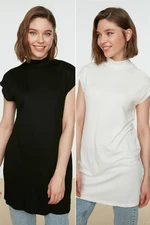 Trendyol Black-White 2-Pack Stand Collar Sleeveless Underwear Liner Tunic