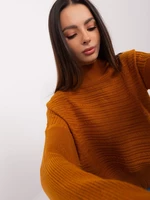Light brown asymmetrical sweater with wool