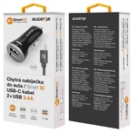 Nabíječka do auta ALIGATOR USB-C 2xUSB výstup, 3.4A, smart IC, black