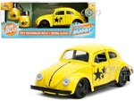 1959 Volkswagen Beetle Yellow with Black Graphics and Boxing Gloves Accessory "Punch Buggy" Series 1/32 Diecast Model Car by Jada