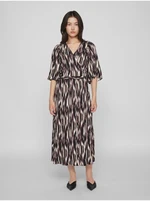 Black-purple women's patterned wrap midi dress VILA Viromy - Women's Black-purple women's patterned wrap midi dress VILA Viromy - Women's