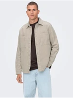 Beige men's corduroy outer shirt ONLY & SONS Track - Men's