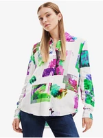 Green and white women's patterned shirt Desigual Trieste - Women