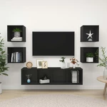5 Piece TV Cabinet Set Black Chipboard