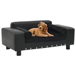 Dog Sofa Black 31.9"x16.9"x12.2" Plush and Faux Leather