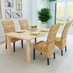 Dining room chairs 4 pcs abaca and solid mango wood