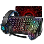 4-in-1 Keyboard Mouse Headset Mouse Pad Set USB Wired 104 Keys Cracked Keyboard Mouse Over-Ear Headset Mouse Pad Combo S