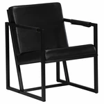 Armchair Black Real Leather