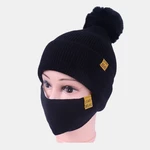Women 2PCS Wool Winter Keep Warm Daily Casual Neck Face Protection Fluff Ball Knitted Hat Beanie Mask