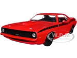 1973 Plymouth Barracuda Red with Black Stripes "Bigtime Muscle" Series 1/24 Diecast Model Car by Jada