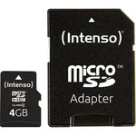 Paměťová karta microSDHC, 4 GB, Intenso 4 GB Micro SDHC-Card, Class 4, vč. SD adaptéru