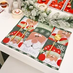 Christmas Table Mats Merry Christmas Placemat Ornament Heatproof Cloth Kitchen Decor For Home Xmas Santa Claus Hat Cutle
