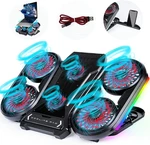 NUOXI Q6 Gaming Laptop Cooler RGB Cooling Pad Radiator USB 6 Fans Computer Stand with Mobile Phone Holder for Under 18"