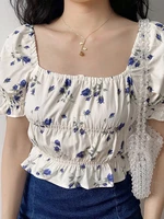 Puff Sleeve Casual Floral Summer Blouse For Women